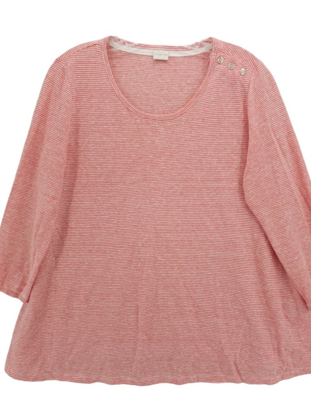 POETRY 100% Linen 3/4 Sleeve Top Striped Button Detail Size US 6